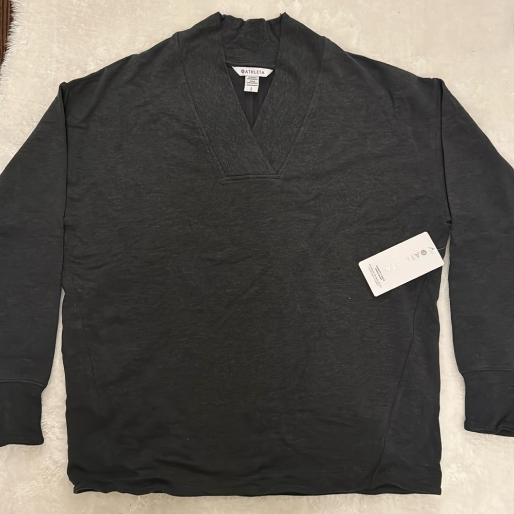 Athleta Clarity V-Neck Sweatshirt - Charcoal